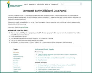 Screenshot of Data Portal webpage