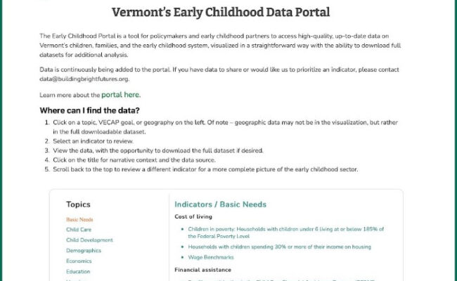 Screenshot of Data Portal webpage