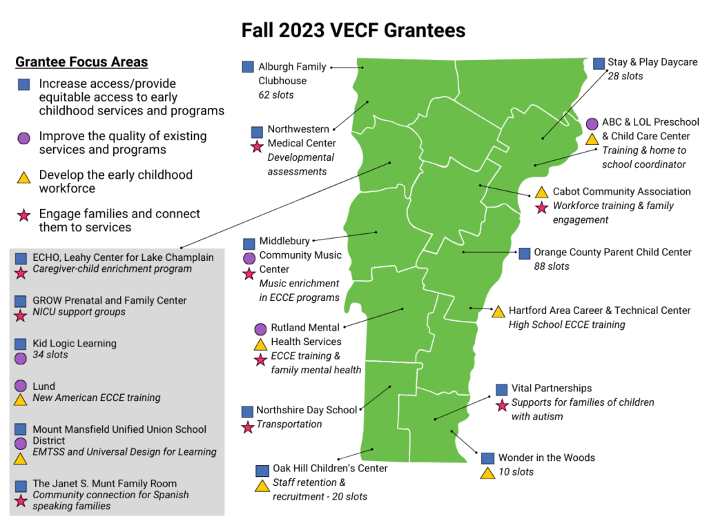 Map of Fall 2023 VECF grantees