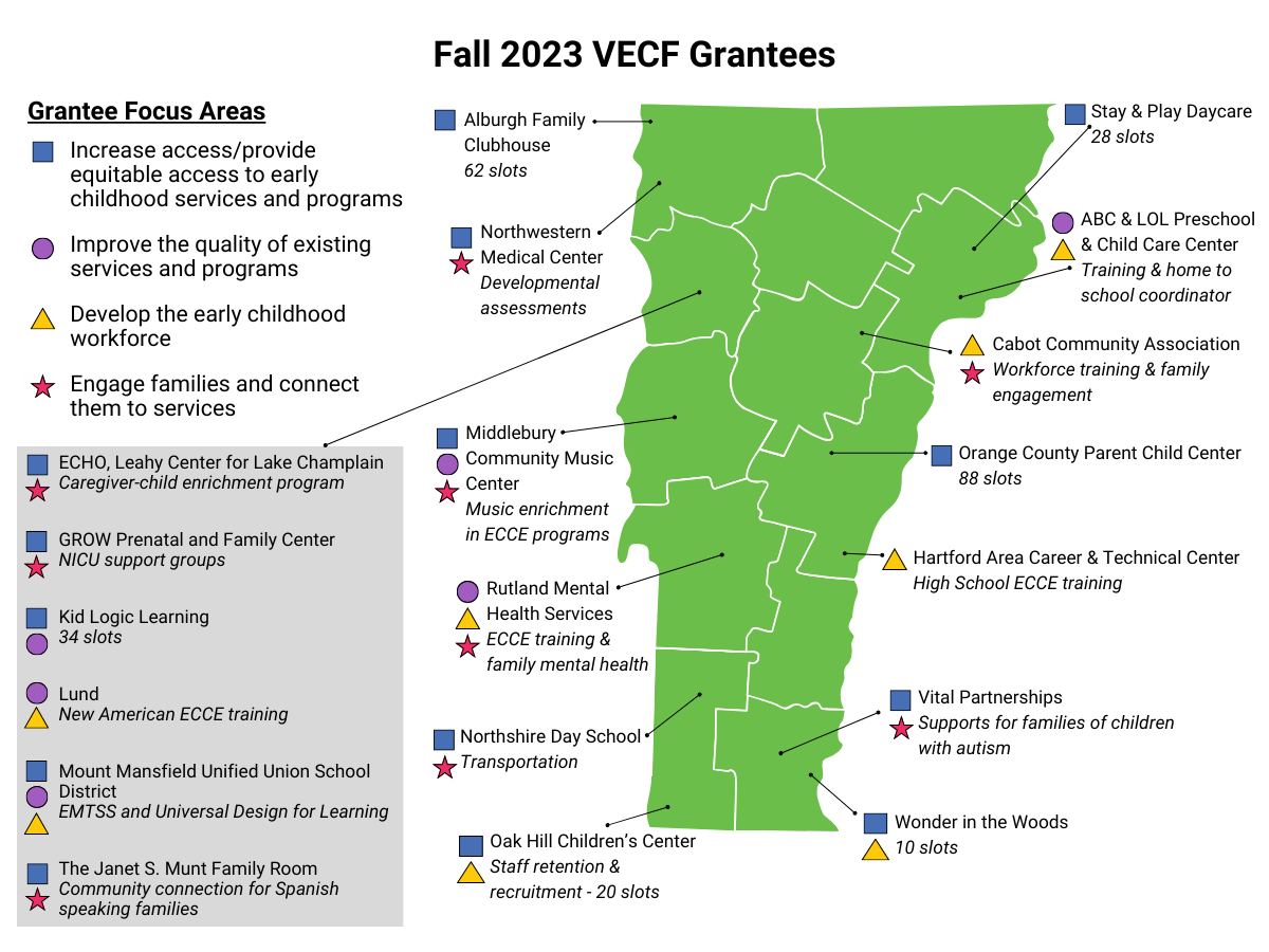 Map of Fall 2023 VECF grantees